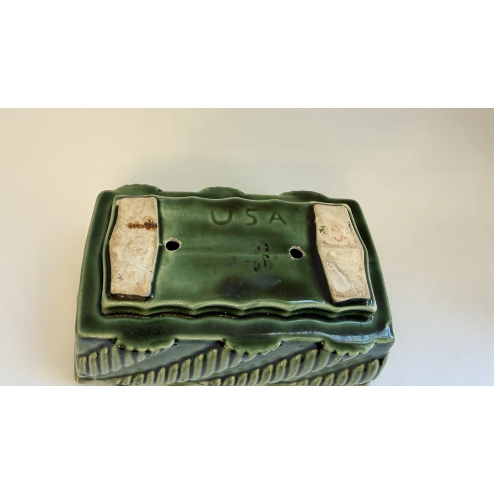 Vintage USA Ceramic Green Rectangular Planter Mid Century Modern 6x4x3 - Picture 3 of 6